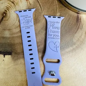 Engraved Faith Watch Band compatible with Apple Watch Christian personalized custom religious messages bracelet for Apple Watch all series Accessories Wearable