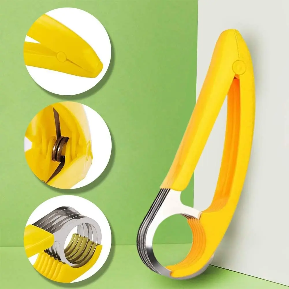 Banana Slicer,ABS + Stainless Steel Fruit and Vegetable Salad Peeler Cutter Kitchen Tools For Banana,Strawberry,Grape（1 pcs）