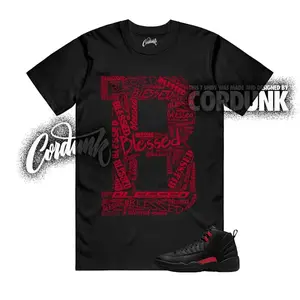 AJ12 Bloodline Black Red Matching T Shirt, Blessed Graphic Shirt, 90s Hip Hop Tee, Gift For Women and Man, Unisex T-Shirt, Sneaker Head Gift