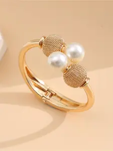 Women's Exaggerated Large Pearl Bracelet, Faux Pearl Open Bangle, Fashion Simple Jewelry for Daily Wear, Parties, Events, Pearl Beaded Bracelet