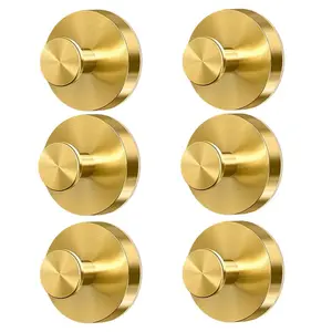 6 PCS Heavy-Duty Vacuum Suction Cup Hooks, Wall Mounted Hook, 10 Second Install, Gold Strong Suction Stainless Steel Hooks, Load Capacity 5kg, Waterproof & Rust-Proof Holders, Suitable for Sponges, Bathrobes and Coats, Easy to Install