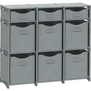 Cube Storage Organizer with Storage Bins Included - The  Closet Organizers and Storage Solution. Includes 9 Storage Cubes,  For  Storage, Closet Storage, Clothes Storage (Grey)