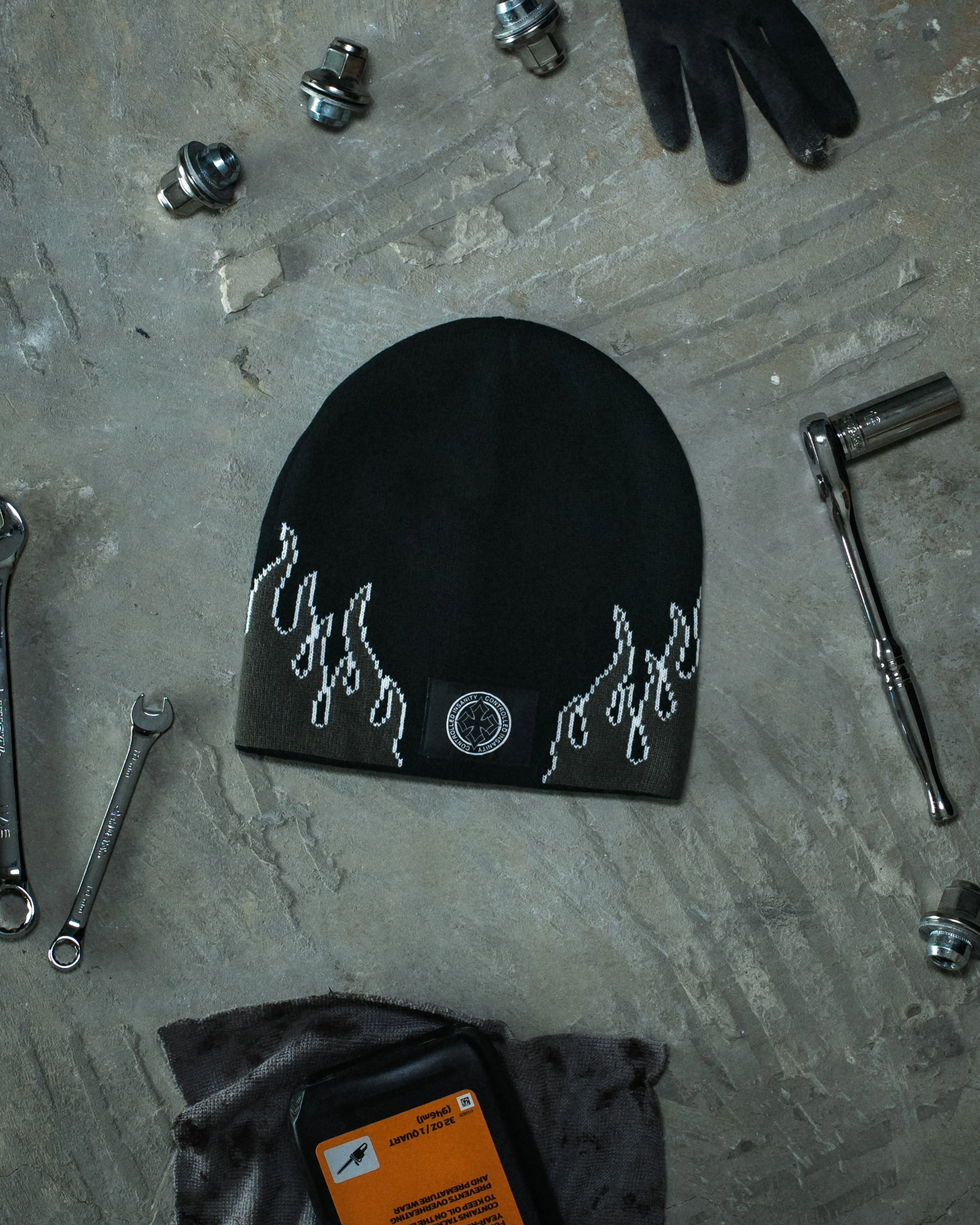 Inferno Beanie | Controlled Insanity | Flame Knit Beanie | Gym Streetwear