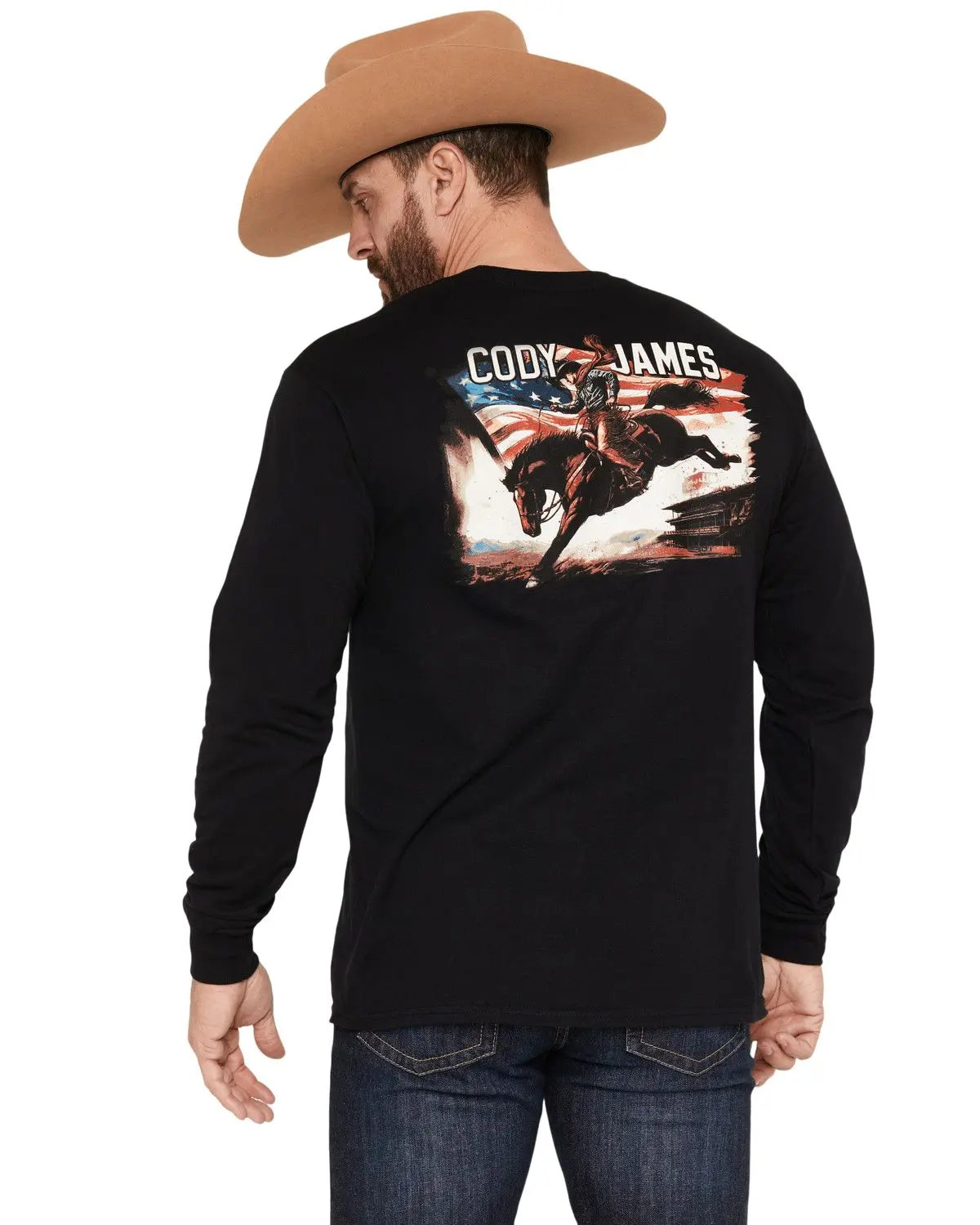 Cody James Men's Men'S American Legend Long Sleeve Graphic T-Shirt - Cjsu26t5-Blk