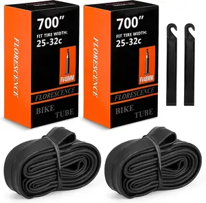 2 Pack 700x25-32c Bike Inner Tubes, 48mm Presta Valve, Butyl 700c Road Bike Tubes with 2 Tire Levers, Compatible with 700x25 700x28 700x30 700x32