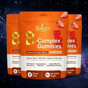 SDRXDE B multivitamin gummies -3 packaged premium formula sugar free, gluten free, 60 capsules containing biotin, folate, and vitamin B12 gummies, suitable for skin and nails. Strawberry flavored ladies