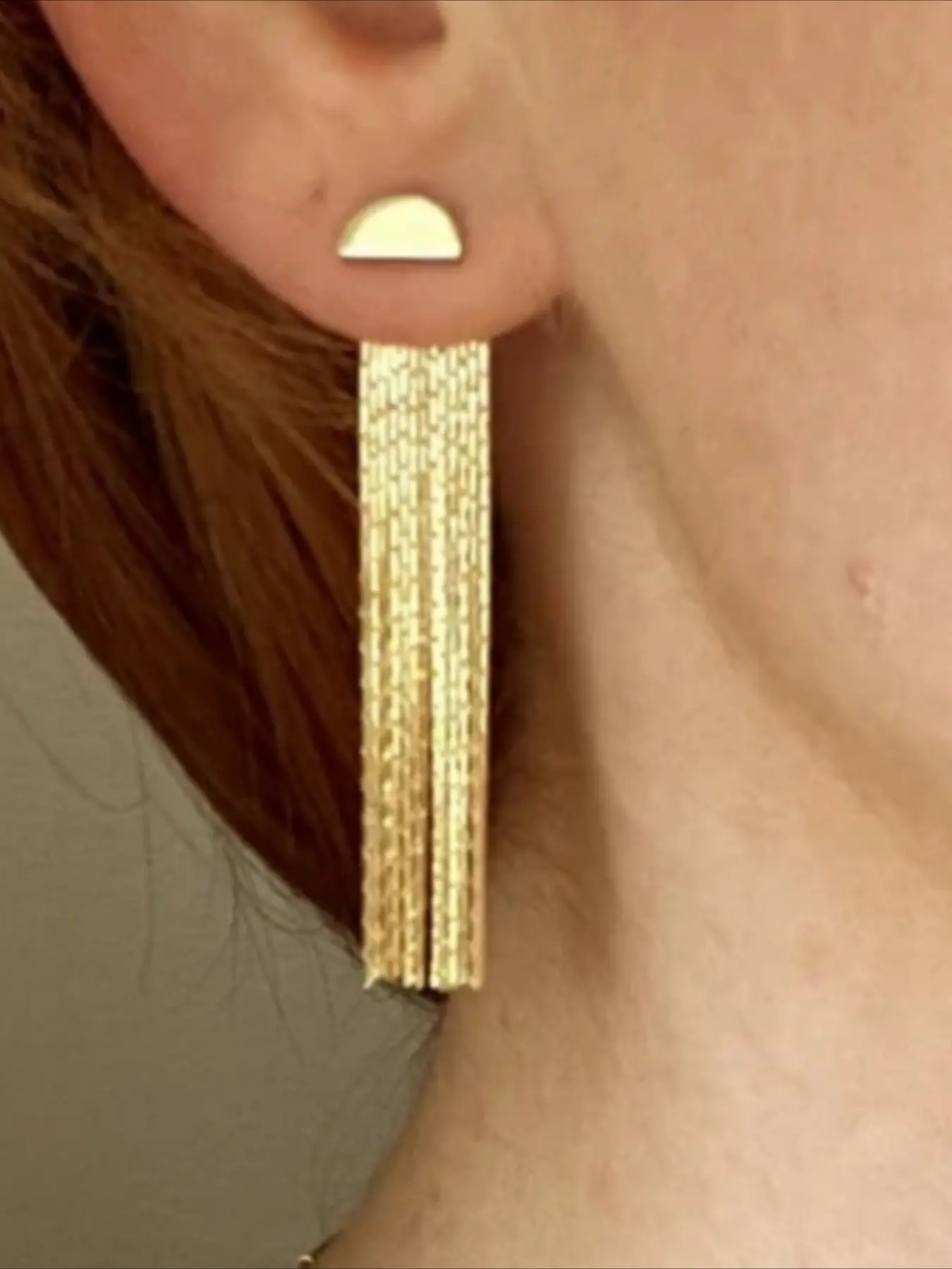 Fringe Ear Jackets/ Golden Tassel Earrings/ Dangle Earrings/ Boho Earrings/art Deco Earrings / Earring Jackets