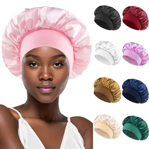 5Pcs/Pack Women's Wide Brimmed Solid Color Daily Beauty Sleep Fluffy Satin Headscarf Hat, Elastic Loose Hair Tie Hat, Perfect Hair Accessory Gift for Women