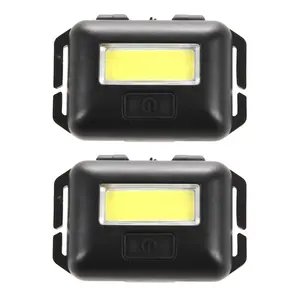 2X Cob LED Mini Head Light Lamp Headlight 3 Modes Rainproof Head Torch Flashlight Head for Outdoor Camping Fishing Black
