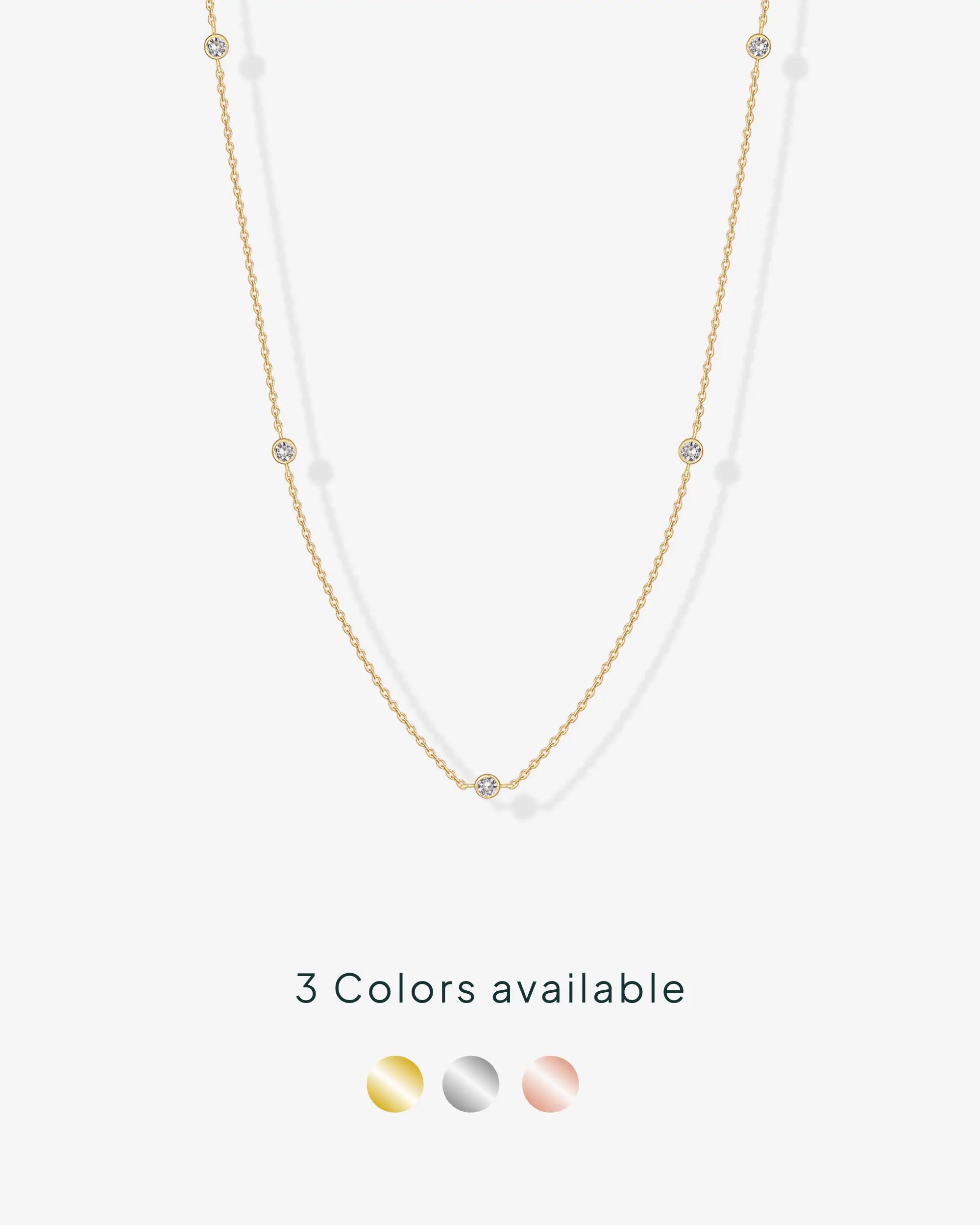 PAVOI 14K Gold Plated Station Necklace for Women - Dainty Choker Simulated Diamond Necklace - Lightweight Womens CZ Chain Necklace