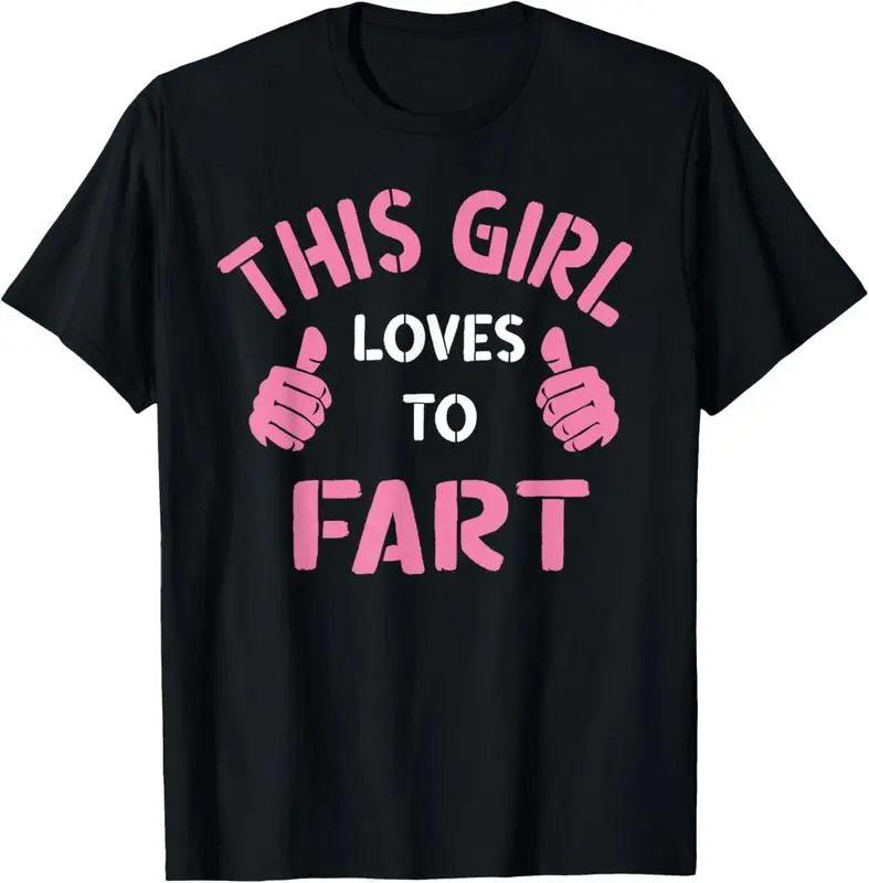 Funny Sarcastic T-Shirt for Women, Vintage Graphic Cotton Top with 'This Girl Loves To Fart' Print, Soft Casual Short Sleeve, Tops, Unisex, Women's Clothes, Thanksgiving, T Shirts Women
