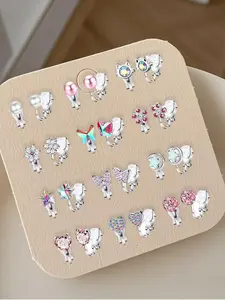 Cute Butterfly & Flower & Star Design Earrings, Fashionable Non-piercing Earrings for Women & Girls, Trendy All-match & Exquisite Jewelry for Birthday Gift