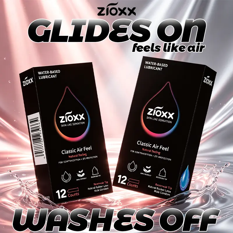 Condoms usually dry out. Ours can't. ZIOXX 003 Hyaluronic Acid Ultra Thin – 12 Count, Bare Feel