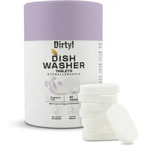 Dishwasher Detergent Tablets, 60 Count, for Sparkling Dishes. Unscented & . Rinses Clean, Cuts , Limescale & Odor. Soap & Plastic  Free, Dishwashing Cleaner Pods.