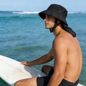 Sun-shading and UV-protection bucket hat for outdoor travel, UV-resistant hiking hat with neck protection, waterproof surf hat, breathable and quick-drying