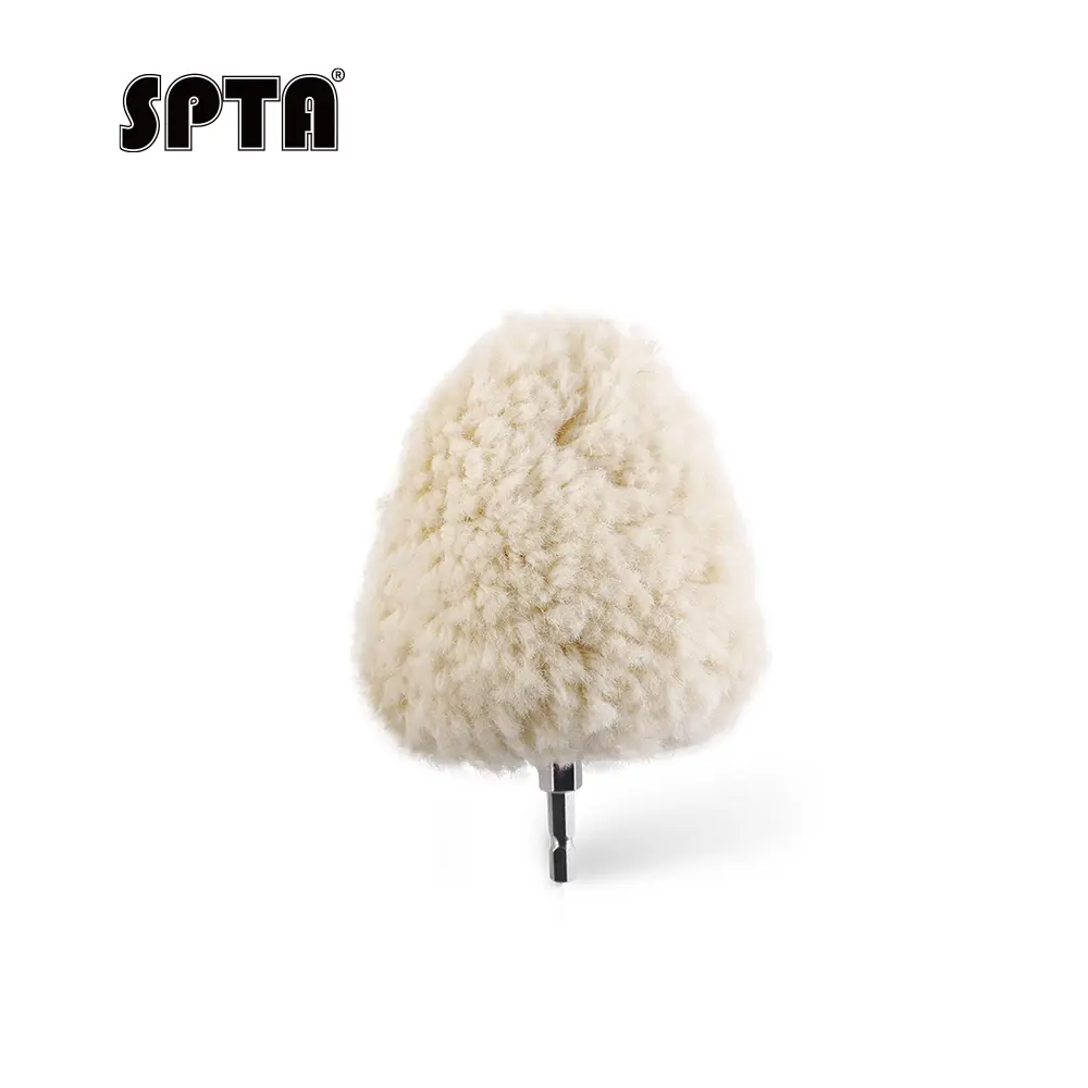 SPTA  4" Genuine Wool Buffing Ball , Wool Buffing Ball with 6mm Hex Shank , Turn Power Drill or Impact Driver into High-Speed Polisher