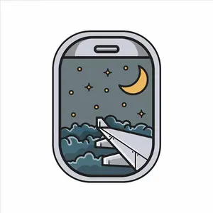 Night Plane Window Sticker