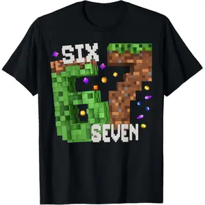 Funny Pixel Six Seven 67 Gamer Birthday for Men Boys Kids T-Shirt