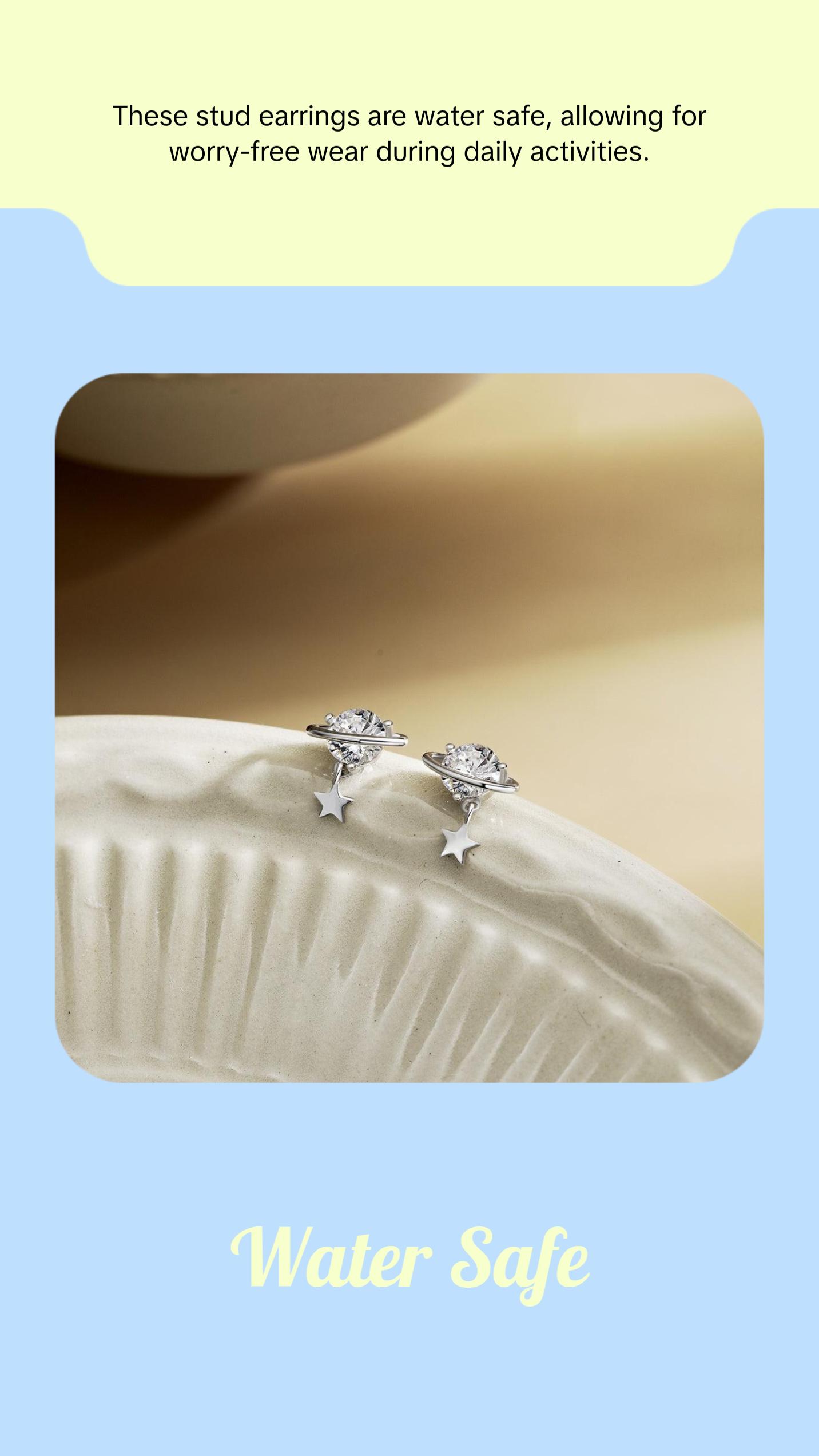 Star Stud Earrings in 925 Sterling Silver for Women