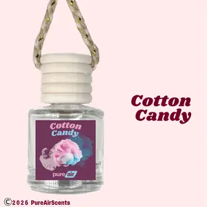 Cotton Candy Pure Air Scented Air Freshener Oil Diffuser - Hangable Glass Woody Design - Lasts 60+ Days - Fragrance Oil Diffuser