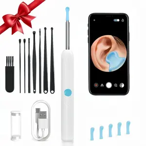 Smart Visual Ear Cleaning Tool with 5 Replaceable Silicone Tips, Includes Ear Care Kit, WiFi Connected, Compatible with Phone & Tablet, Ear Wax Remover, Ear Wax Removal Tool