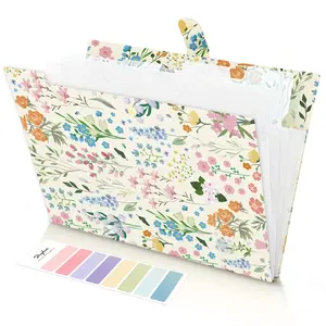 SKYDUE 5-Pocket Floral Accordion File Organizer, Expandable Folder for Important Documents & Receipts