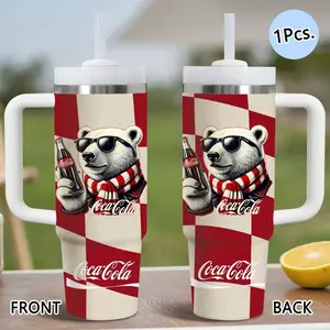 Birthday Gift C-Cola  Vacuum Flasks 40oz Stainless Steel Tumbler with Handle & Straw, Vacuum Insulated Travel Mug Keeps Drinks Cold Up to 34 Hours, Leak-Resistant Cup for Iced Coffee, Water, Office, Gym or Travel