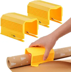 2PC Wrapping Paper Cutter Christmas Paper Roll Cutters Paper Cutter Slider Tool Set Christmas Gift Packing Wrapping Cutting Supplies for Crafting Birthday Gifts Wrap Rolls (2PC Yellow)