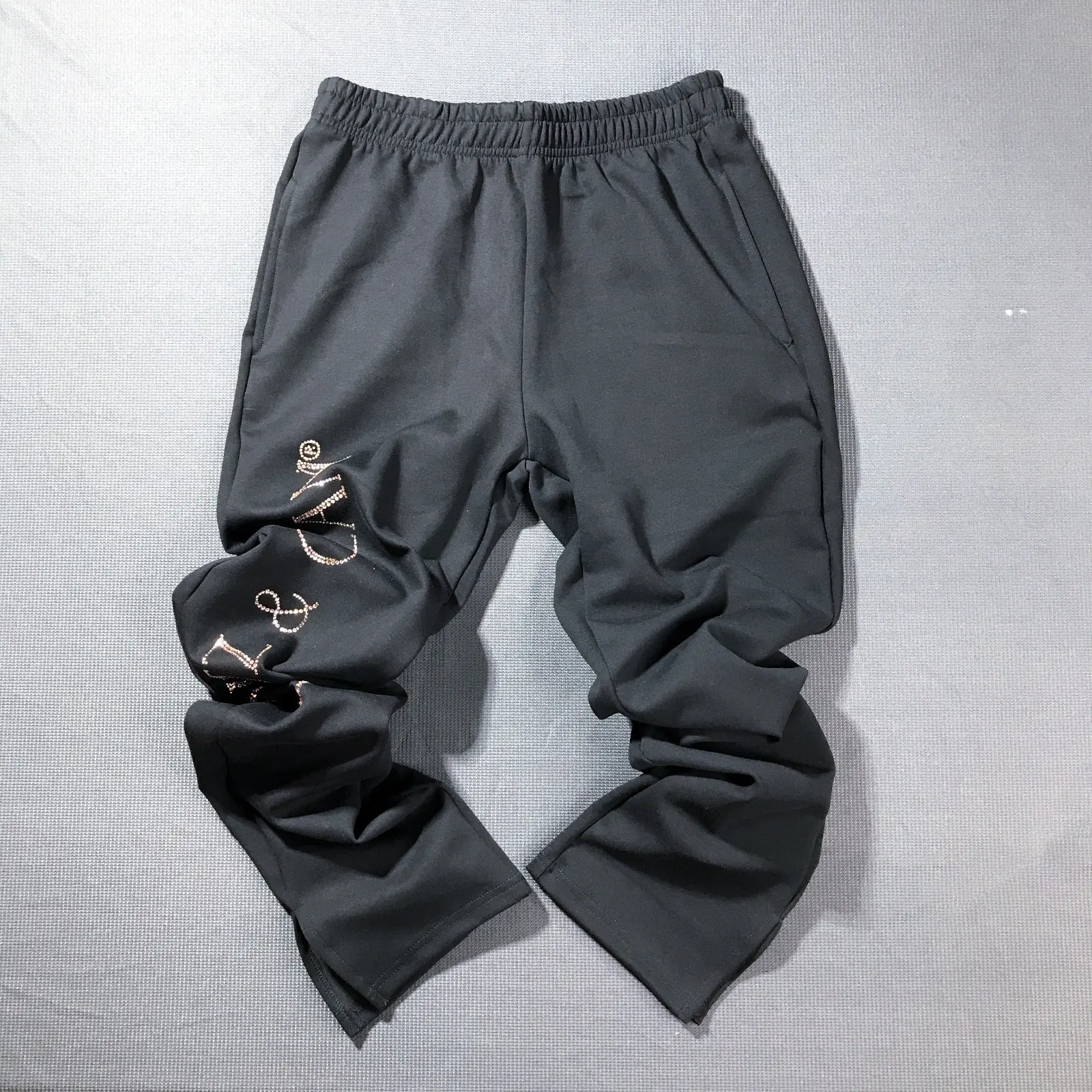 Glitz & Glam Open Leg Jogger with Slit | Black