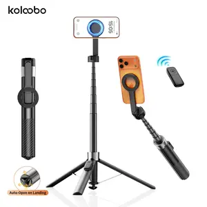 Magnetic Selfie Stick for iPhone 12-17 & Android Phones, Auto Open Phone Tripod Camera Stabilizer with Wireless Remote, Compatible with Magsafe Cases