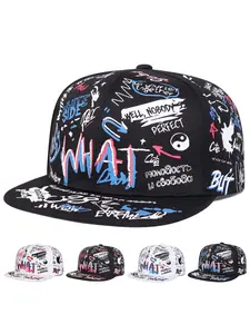 Unisex Graffiti Baseball Cap, Adjustable Sun Protection Hat, Casual Fitted Woven Cap for Spring & Fall Travel Beach Vacation