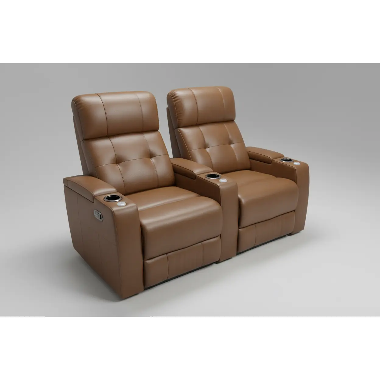 NEW Seatcraft Kodiak CoolZero Italian Leather Power Straight Row of 2 Theater Seating
