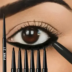 6-pack of black gel eyeliner pencils, smudge-proof and long-lasting, water and sweat resistant, suitable for makeup enthusiasts, smooth and durable, suitable for daily use and parties, creating bold eye makeup.