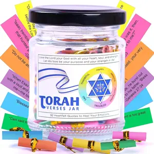 92 Color Coded Torah Verses In A Jar, The Jewish Gifts For Women And Men, Daily Torah Verse, God Gifts,  Extra Little , Birthday Present For Women (Torah Jar For Jewish)