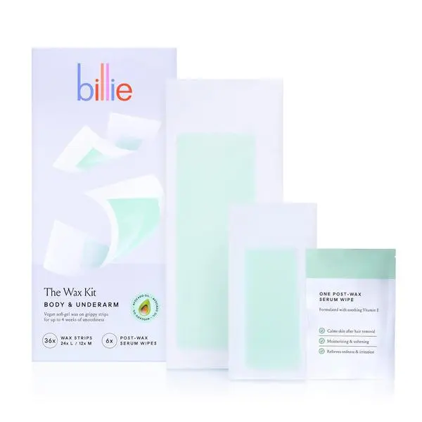 Billie Waxing Kit for Women, Body & Underarm - 36 Strips & 6 Serum Wipes