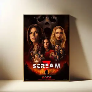 [Unframe] [Free ship] Scream 7 (2026) Horror Film Poster, Modern Movies Art Print, Canvas Cloth Poster, Poster for Gift, Film Fan Collection