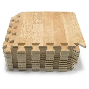 Sorbus Wood Grain Floor Foam Mats - 16-Piece