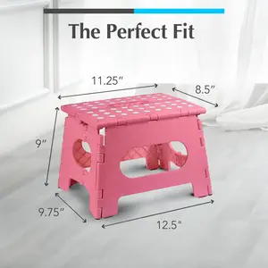 Folding Step Stool - The Lightweight Step Stool is Sturdy Enough to Support Adults and Safe Enough for Kids. Opens Easy with One Flip. Great for Kitchen, Bathroom or Bedroom.
