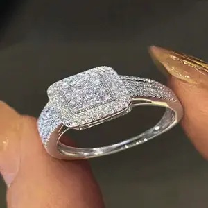 1pc Square Elegant Cubic Zirconia Ring, Suitable for Gift, Dating, Party, Daily Wear, Engagement, Wedding,