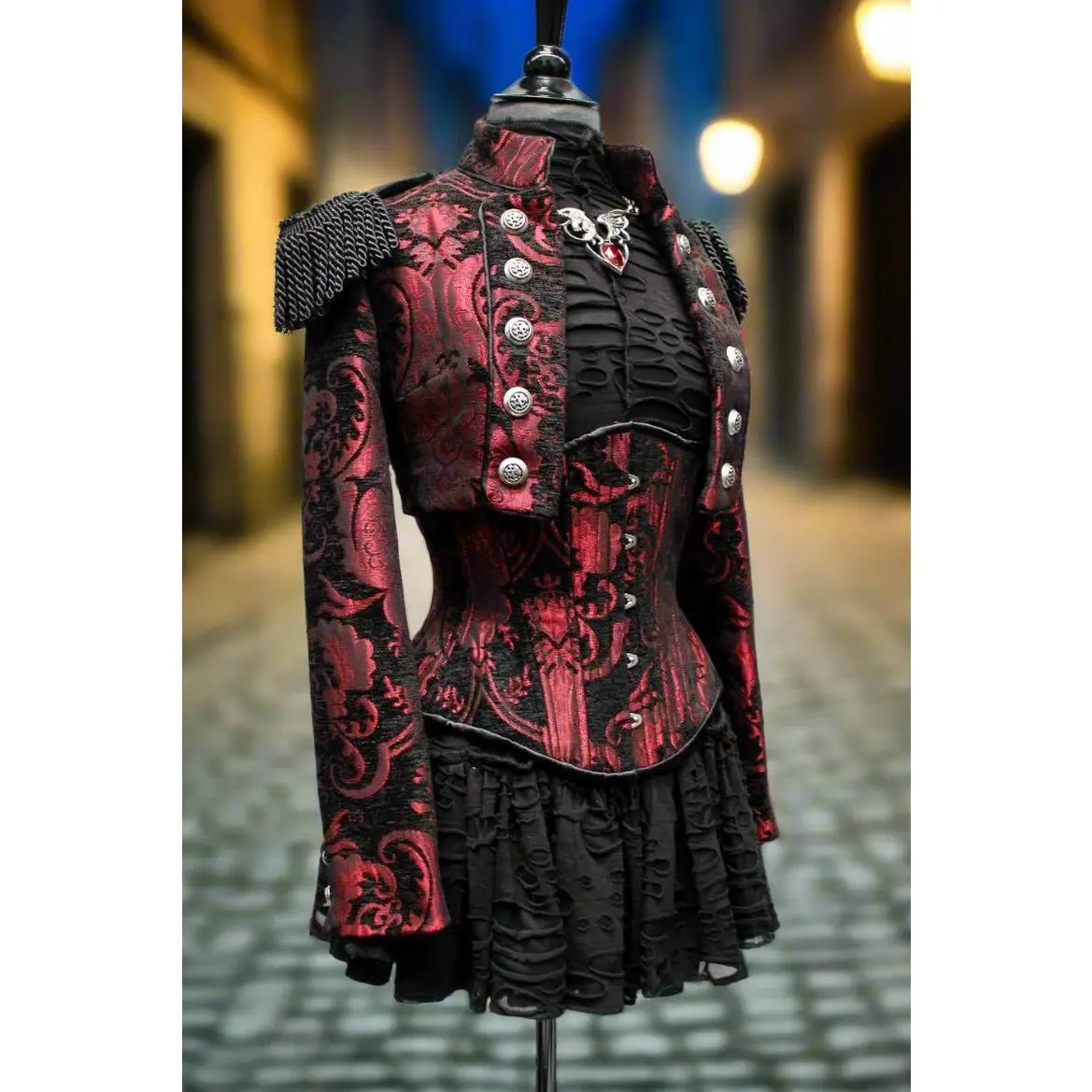 TOREADOR JACKET - RED AND BLACK TAPESTRY