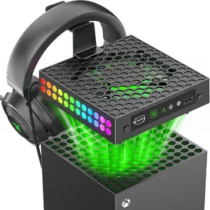 Series X Cooling Fan with Auto Mode, for Xbox Series X Console with LED Lights, Built-in AUTO Adjustable Fan Speeds' Cooling System, Xbox Series X Accessories, Cooler with Headset Holder