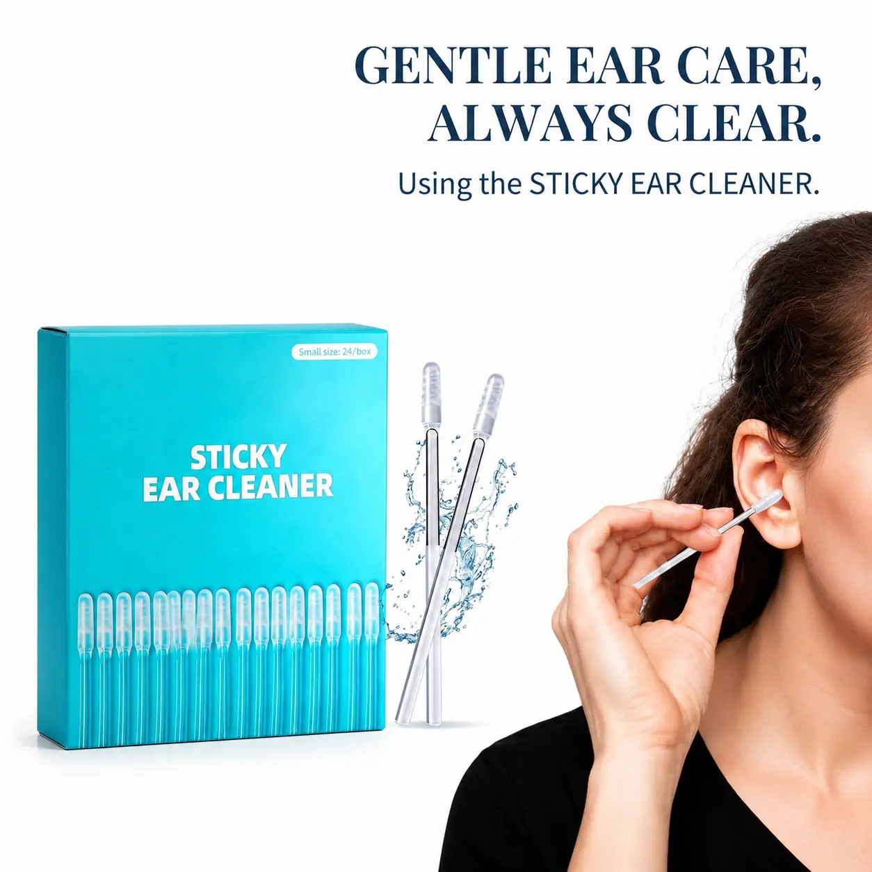 Sticky Ear Cleaning Stick, Reusable Earwax Removal Adhesive Swabs, Upgraded Ear Wax Removal Tools with Dust Cover Packaging, Sticky Ear Cleaners for All Ages (2Box, 48Pcs)