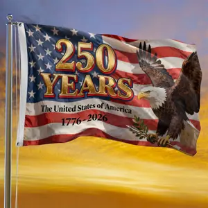 250th Anniversary American Flag (1776-2026) Semiquincentennial |   3x54x65x8ft Outdoor Banner, Polyester Material, Suitable for House and Party, Anniversary Celebration, Yard Decoration