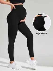 Women's Yoga Pants, Soft Abdominal Support, Comfortable Workout Bottoms, Perfect for Pregnant Women & Moms, Plain Stretchy Leggings, Sports Comfy Leggings