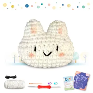Cute Rabbit Design Crochet Kit, Crochet Starter Kit with Step-by-step Video Tutorial, DIY Knitting Kit for Beginners, Gift for Friends