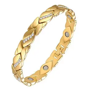 Magnetic Leaf Bracelet Sparkling Diamond Non Tarnish Jewelry For Women Hypoallergenic