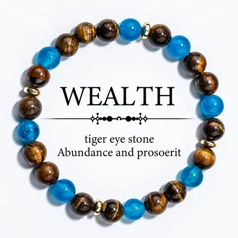 Unisex Tiger Eye Gemstone Beads Healing Crystal Bracelet - Adjustable Bangle, Bejeweled Style Money Attraction Jewelry, Gift-Ready Meaning Present for Wealth & Abundance