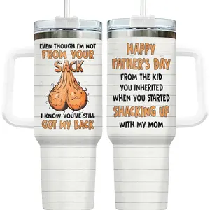 Funny Step Dad 40oz Tumbler with Handle & Straw, Birthday Gift for Stepdad from Kids