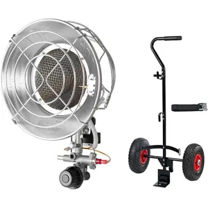 VEVOR Propane Tank Top Heater with Portable Trolley, 15000 BTU Rapid Heating 180 - Degree Infrared Radiant Tank Top Gas Heater for 20 - 40lb Propane Tanks, for Ice Fishing/Hunting/Outdoor Single Burner