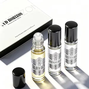 Oud Horizon Roll On Perfume Oil-Set of 3 Bottles, Alcohol-Free EDP, Aromatic Fragrance : /Frosted Oasis (Fougere Oriental) for Active /Ambergris Regin (Woody) for Business /Golden Oath (Gourmand Oriental) for